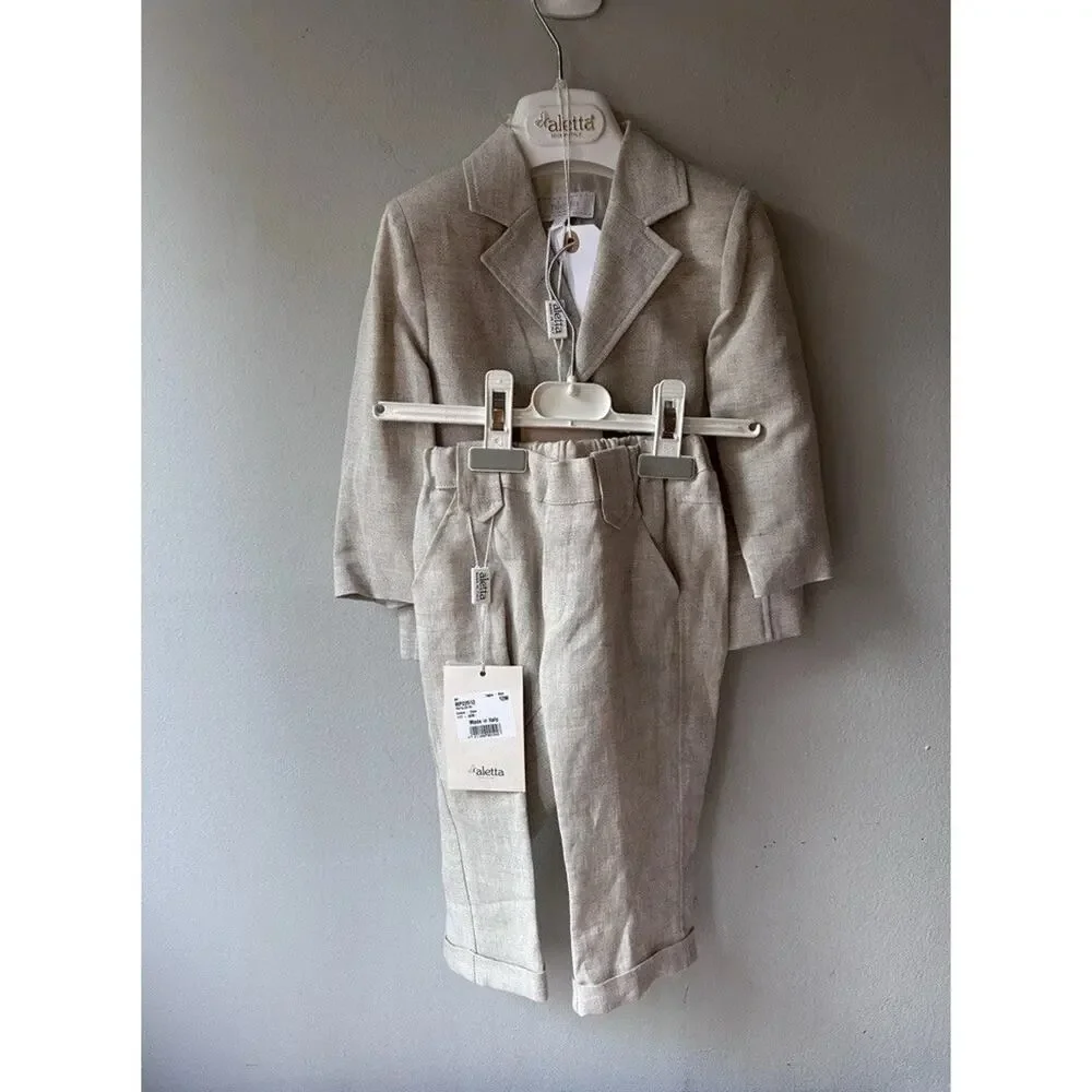 Aletta boys 2 piece cotton/linen formal set 12 month NWT Made In Italy